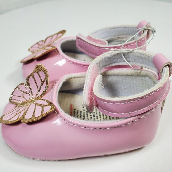 Pink Infant Shoes Butterfly Size 0-3 Months Never Worn - Picture 4 of 8